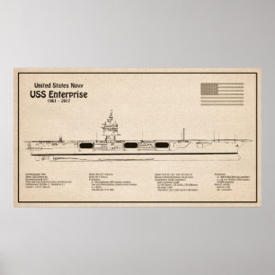 USS Enterprise - Ship Blueprint Plans SD Poster