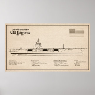 USS Enterprise - Ship Blueprint Plans SD Poster