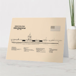 USS Enterprise - Ship Blueprint Plans SD Thank You Card