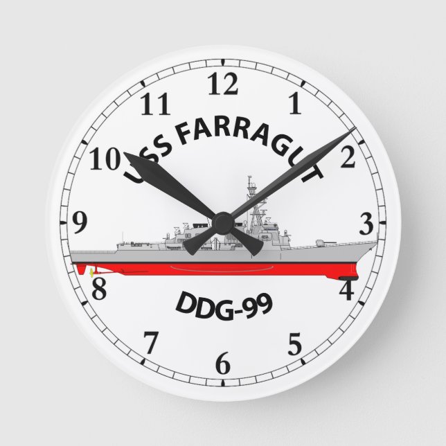 USS FARRAGUT - DDG-99 - ARLEIGH BURKE  ROUND CLOCK (Front)
