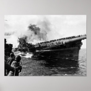 USS Franklin After Attack - 1945 Poster