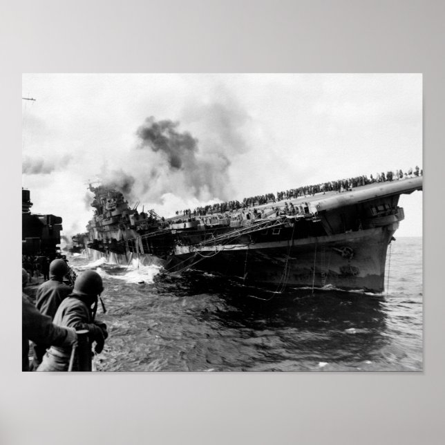 USS Franklin After Attack - 1945 Poster (Front)