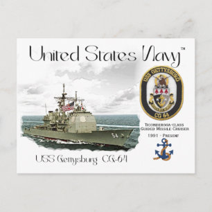 USS GETTYSBURG CG-64 GUIDED MISSILE CRUISER  POSTCARD