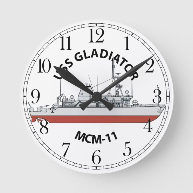 USS Gladiator MCM-11 Round Clock (Front)