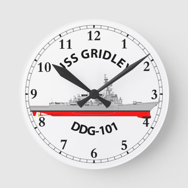 USS GRIDLEY - DDG-101 - ARLEIGH BURKE  ROUND CLOCK (Front)