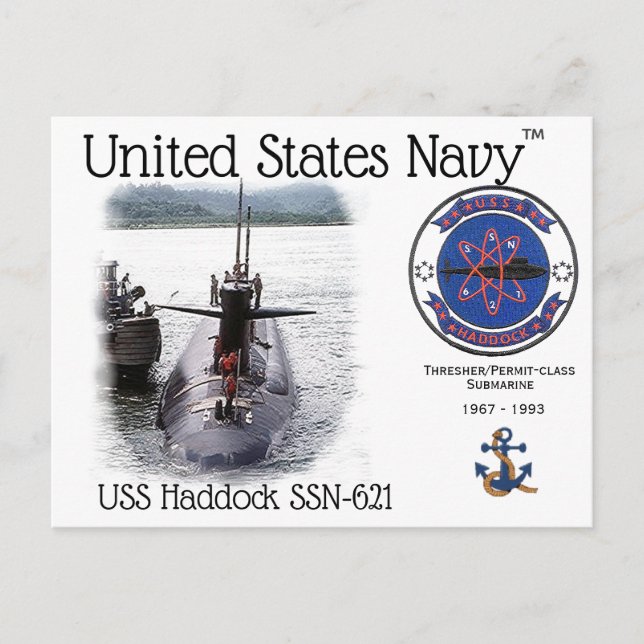 USS HADDOCK SSN-621  SUBMARINE POSTCARD (Front)