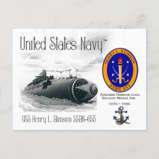 USS HENRY L. STIMSON SSBN-655     - POSTCARD