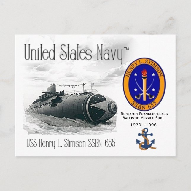 USS HENRY L. STIMSON SSBN-655     - POSTCARD (Front)