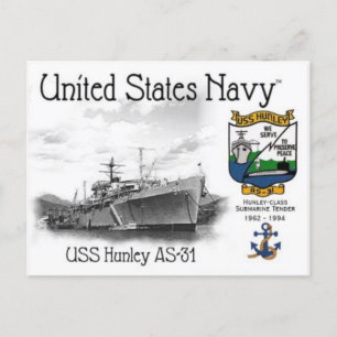 USS HUNLEY AS-31 SUBMARINE TENDER POSTCARD