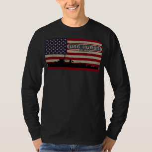 USS Hurst DE 250 WW2 Ship American Flag  T-Shirt