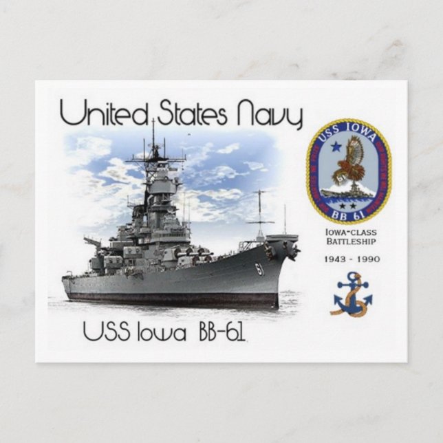 USS IOWA  BB-61 BATTLESHIP   -  Postcard (Front)