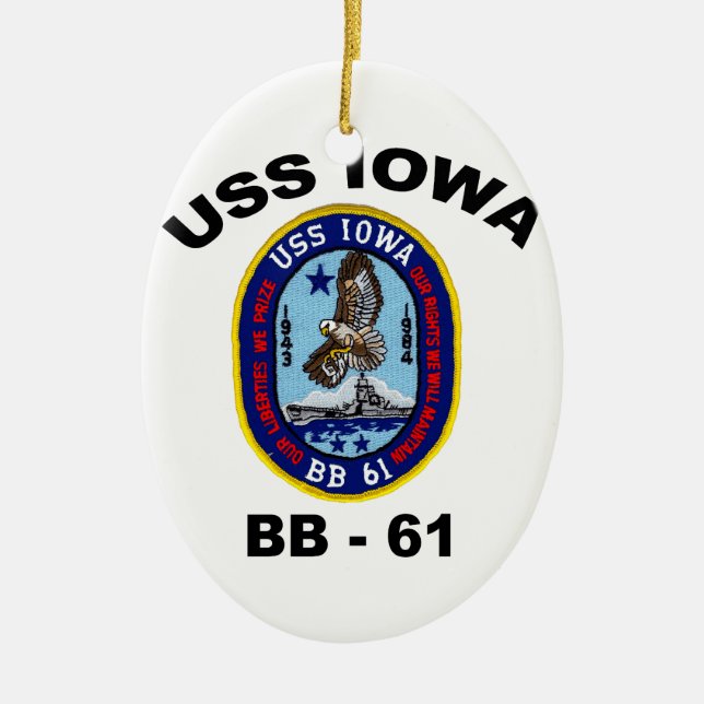 USS Iowa BB-61 Ceramic Tree Decoration (Front)