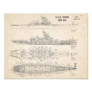 USS Iowa Blueprints Photo Print