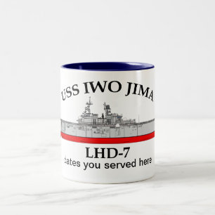 USS Iwo Jima, LHD-7, customisable dates served Two-Tone Coffee Mug