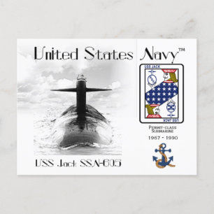 USS JACK SSN-605 SUBMARINE - POSTCARD
