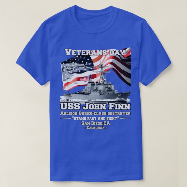 USS John Finn Arleigh Burkeclass destroyer T-Shirt (Design Front)