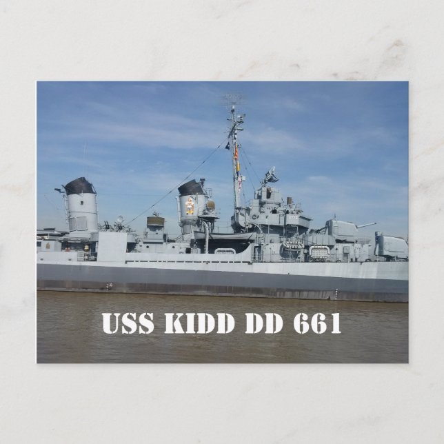 USS KIDD DD 661 Postcard (Front)
