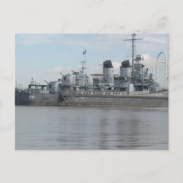 USS KIDD DD 661 Postcard (Front)