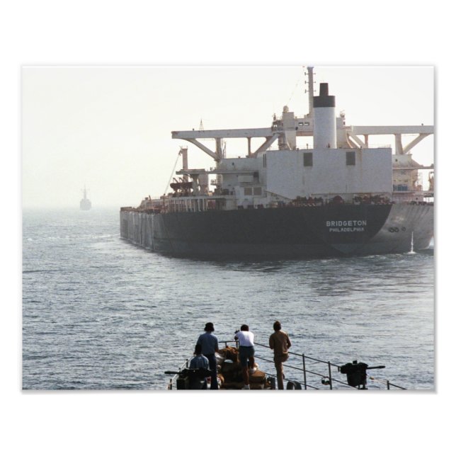USS Kidd (DDG-993) Behind the U.S. Bridgeton Photo Print (Front)