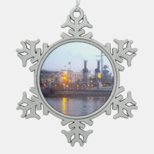 USS KIDD SNOWFLAKE PEWTER CHRISTMAS ORNAMENT