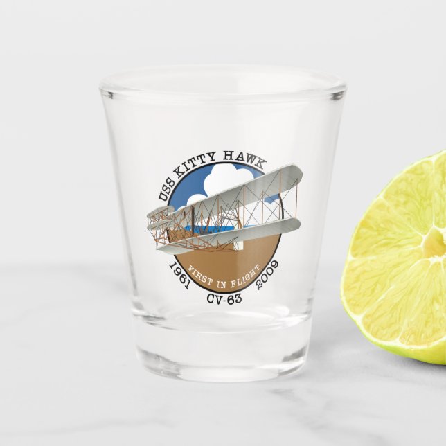 USS KITTY HAWK CV-63 1961-2009 SHOT GLASS (Front)