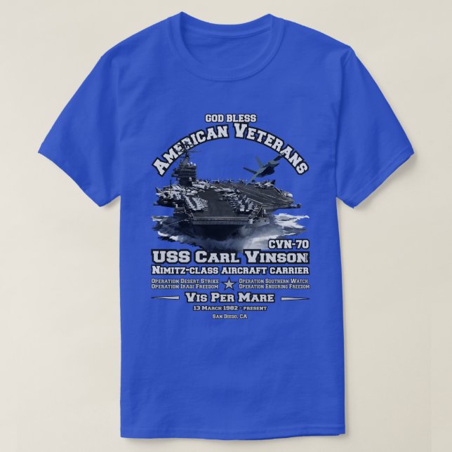 USS l Vinson CVN70 aircraft carrier veterans T-Shirt (Design Front)