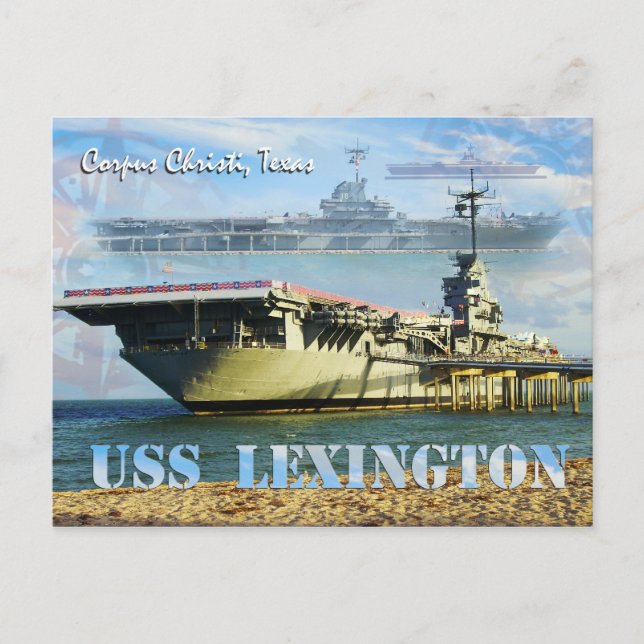 USS Lexington (CV-16), Corpus Christi, Texas Postcard (Front)