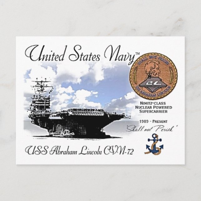 USS LINCOLN CVN-72 CARRIER -  POSTCARD (Front)