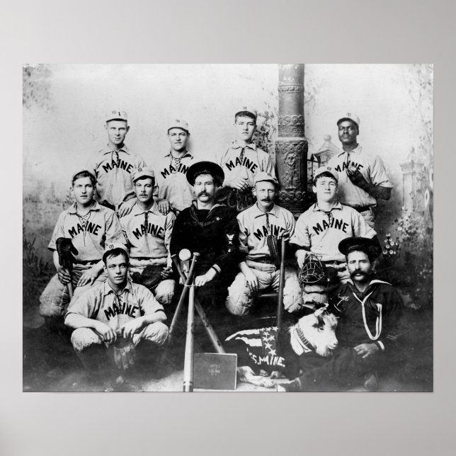 USS Maine Baseball Team in Havana Cuba Photograp Poster (Front)