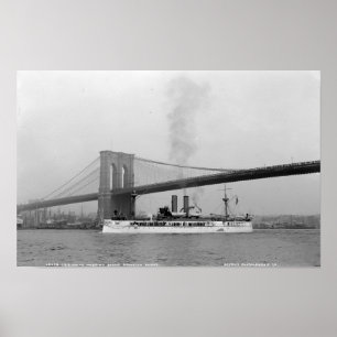 USS Maine & Brooklyn Bridge Poster
