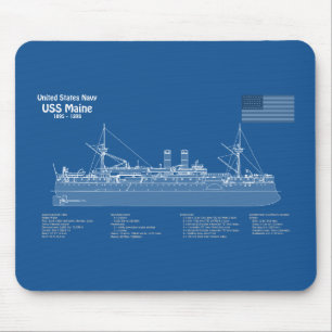 USS Maine - Ship Blueprint Plans ABD Mouse Mat
