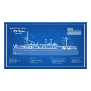 USS Maine - Ship Blueprint Plans ABD Photo Print