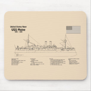 USS Maine - Ship Blueprint Plans SD Mouse Mat