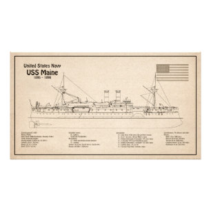 USS Maine - Ship Blueprint Plans SD Photo Print