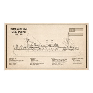 USS Maine - Ship Blueprint Plans SD Photo Print