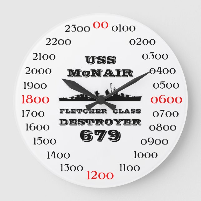 USS McNair (DD-679) Large Clock (Front)