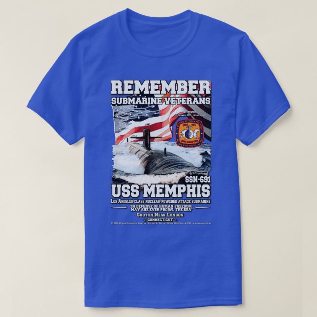 USS Memphis SSN691 Submarine Veterans T-Shirt (Design Front)