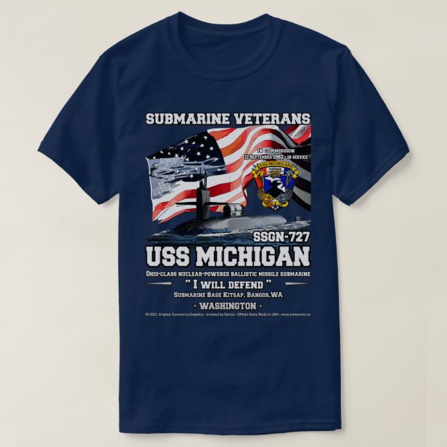 USS Michigan SSBN727 Submarine Veterans T-Shirt (Design Front)