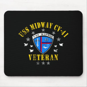 Uss Midway Cv 41 Aircraft Carrier Veteran Usa Flag Mouse Mat