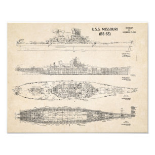USS MISSOURI Blueprints Photo Print