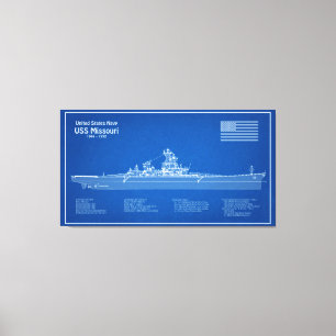 USS Missouri - Ship Blueprint Plans ABD Canvas Print