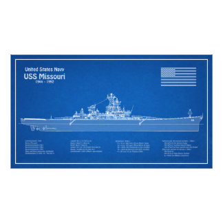 USS Missouri - Ship Blueprint Plans ABD Photo Print