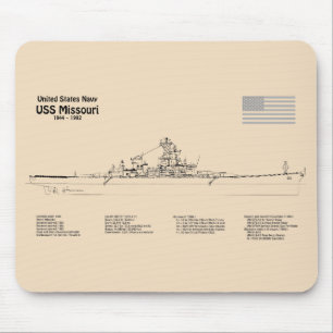 USS Missouri - Ship Blueprint Plans SD Mouse Mat