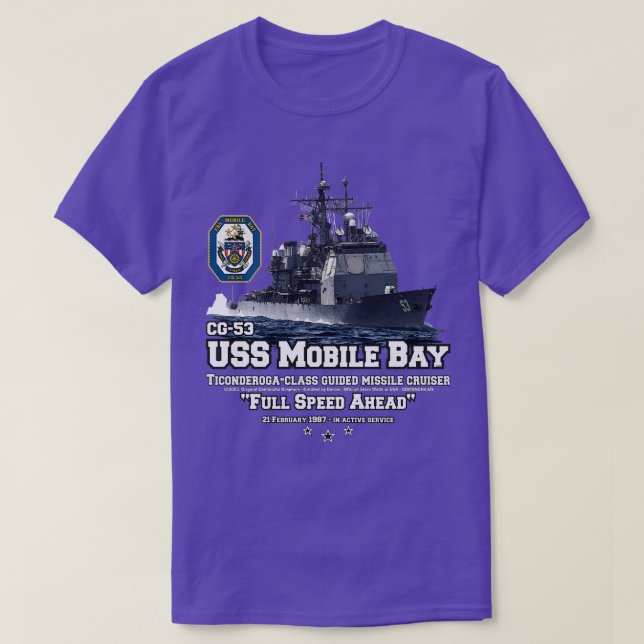USS Mobile Bay CG53 Navy Cruiser T-Shirt (Design Front)