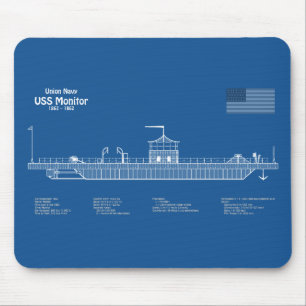 USS Monitor - Ship Blueprint Plans ABD Mouse Mat