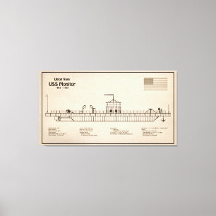 USS Monitor - Ship Blueprint Plans SD Canvas Print