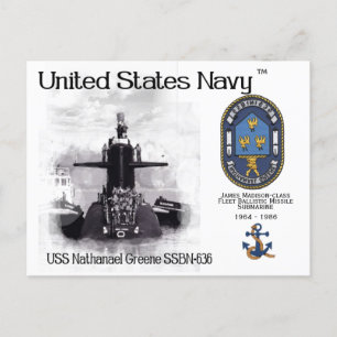 USS NATHANEAL GREENE SSBN-636 SUB. - POSTCARD
