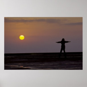 USS Navy crew signaling on aircraft carrier Poster
