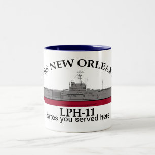 USS new Orleans, LPH-11, customisable dates served Two-Tone Coffee Mug