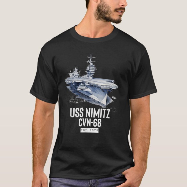 USS Nimitz CVN 68 Aircraft Carrier T Shirt (Front)